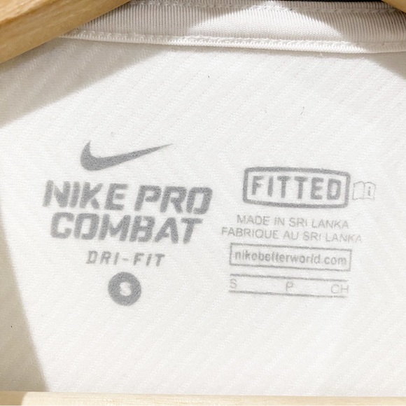 NIKE Men’s Pro Combat Hyperwarm Lite Long Sleeve Shirt Fitted White Size Small - Picture 7 of 10